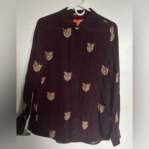 Plum Colour Joe Fresh Silk Cat Blouse Shirt
